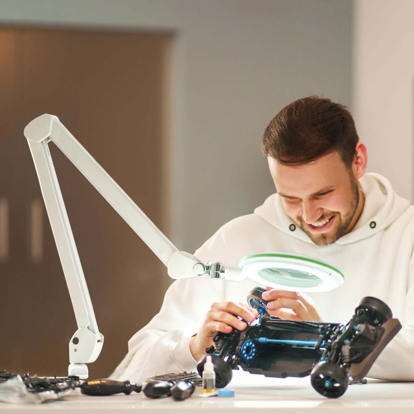 Lampe loupe Lambda M Lumeno, intensité variable avec lentille en verre de 127 mm