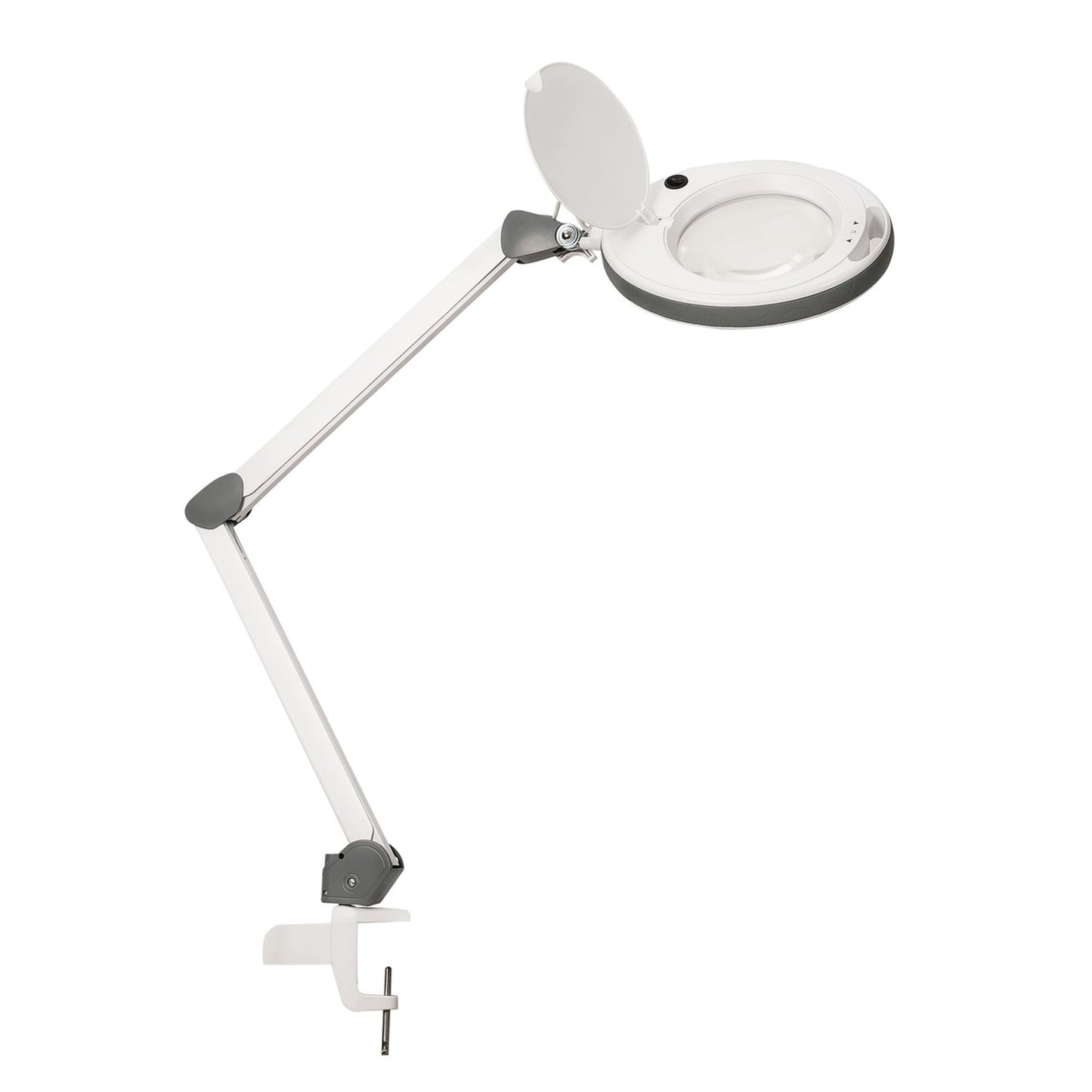 Lampe loupe LED Lumeno série 851X avec lentille en verre véritable de 152 mm, intensité variable, grise